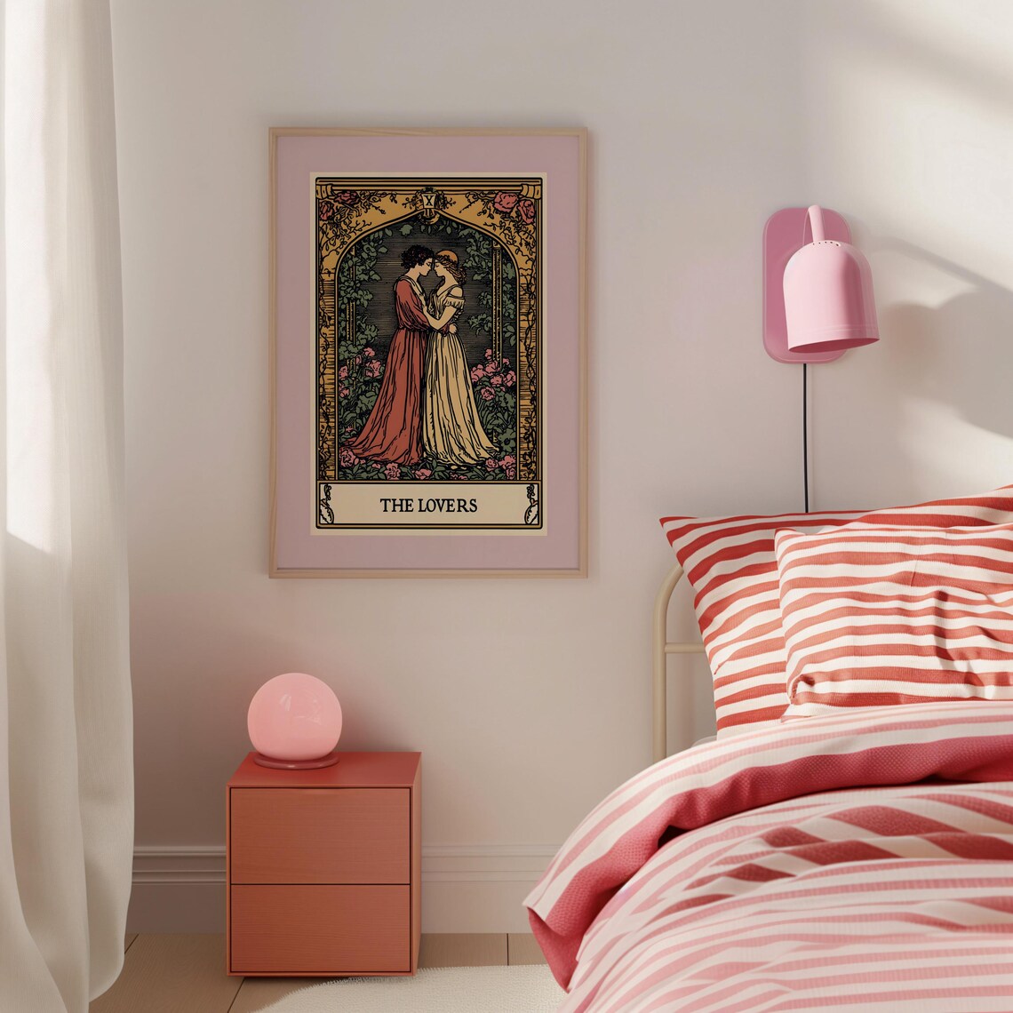The Lovers Tarot Card Vintage Celestial Rose Garden Art Poster - Image 5