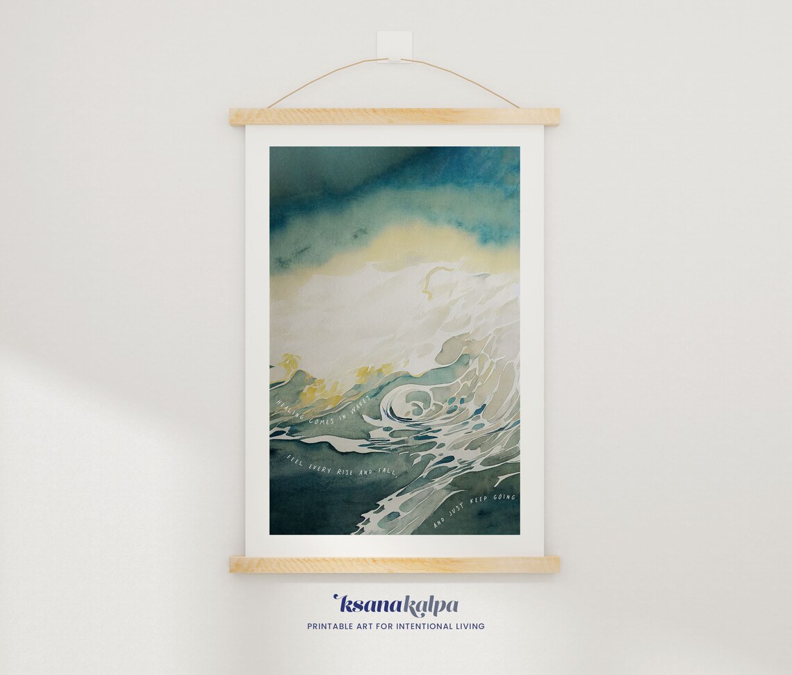 Healing Comes In Waves Watercolor Therapy Office Art Print - Image 2