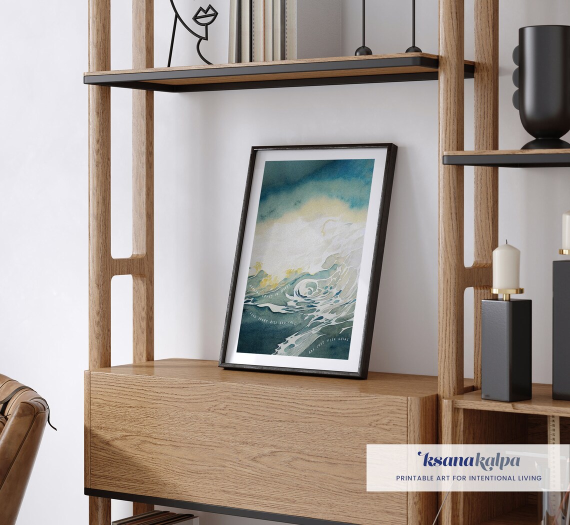 Healing Comes In Waves Watercolor Therapy Office Art Print - Image 3