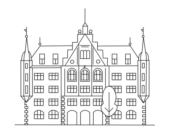 Custom Historic Building Line Drawing Personalized House Sketch Portrait Poster