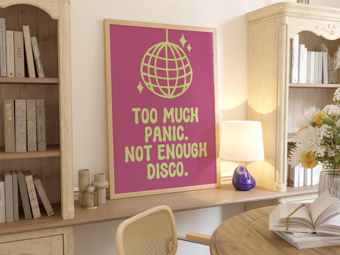 Too Much Panic Not Enough Disco Neon Green Disco Ball Poster - Image 3