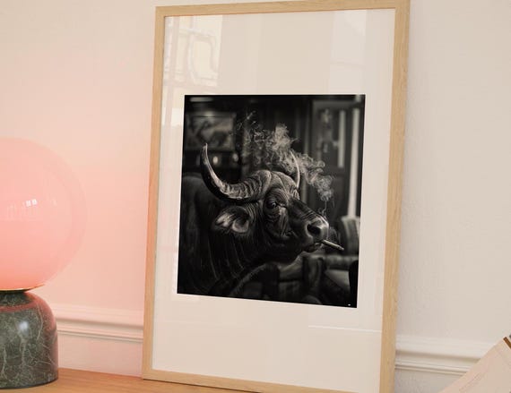 Smoking Photo Print Poster Vintage Black And White Cigarette Unusual Unique Wall Decor Funny Humor Humour Old Picture Strange Weird Odd Art