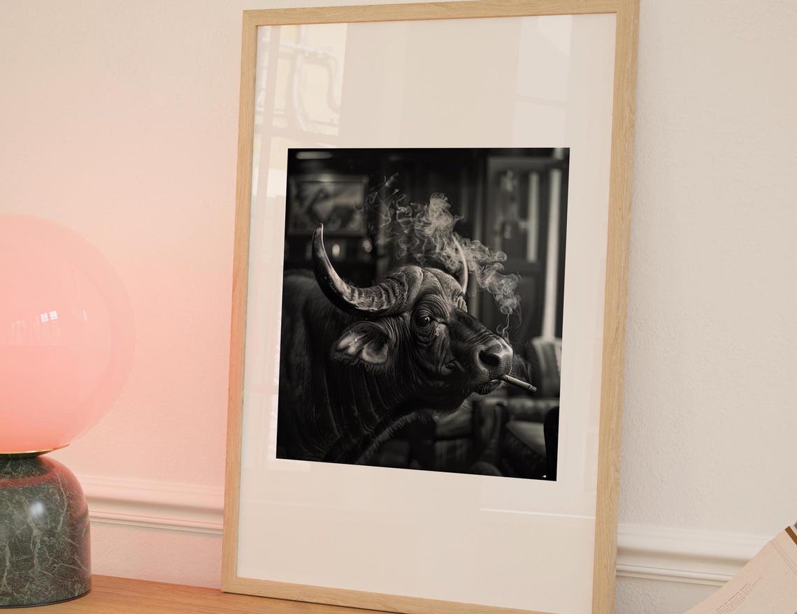Smoking Photo Print Poster Vintage Black And White Cigarette Unusual Unique Wall Decor Funny Humor Humour Old Picture Strange Weird Odd Art