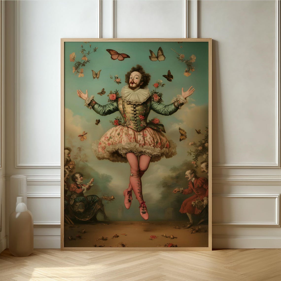 Whimsical Butterfly Jester Poster Enchanting Colorful Art Print Combining Victorian Elegance And Playful Nature For Unique Decor
