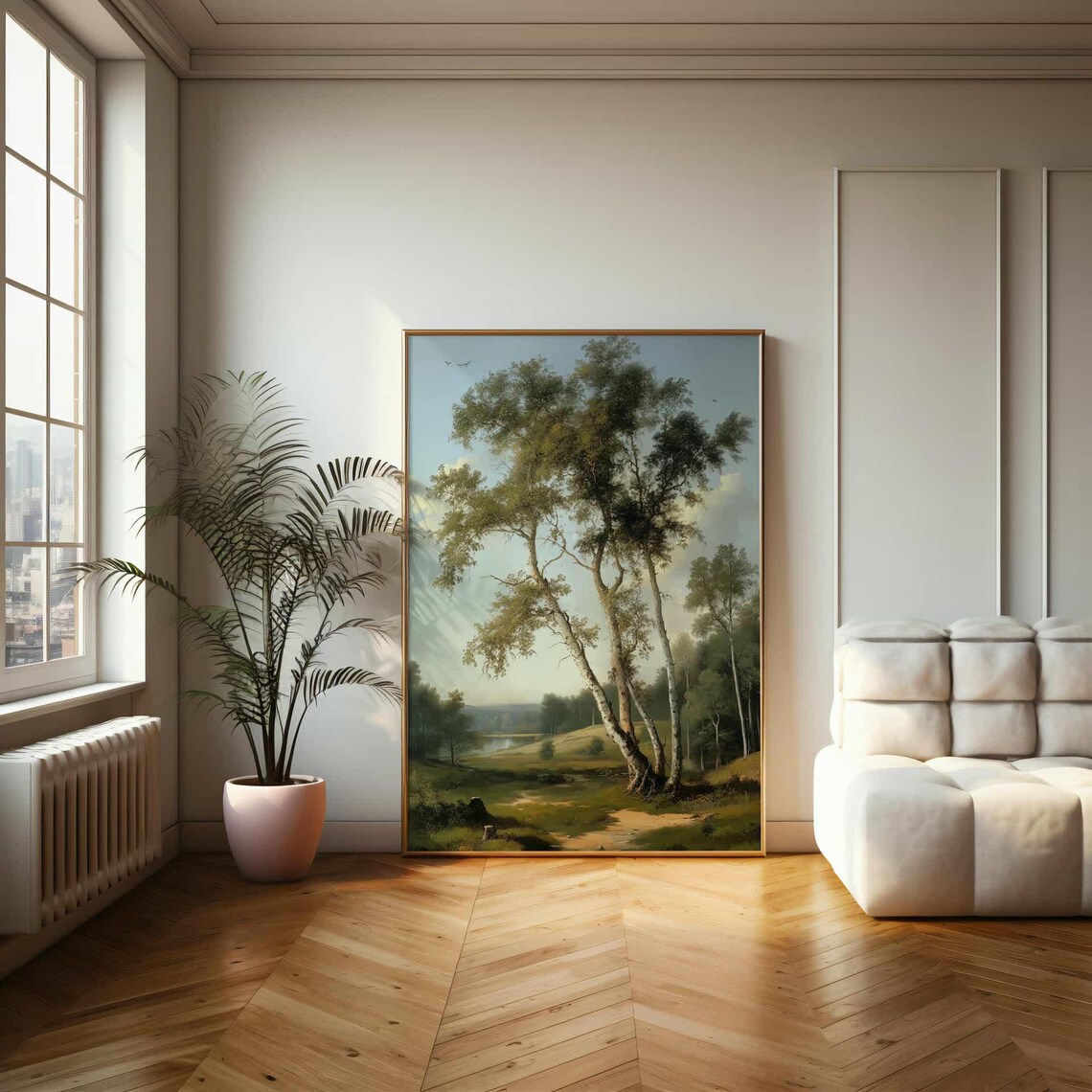 Birch Trees Summer Countryside Classic Oil Painting Scene Poster - Image 2