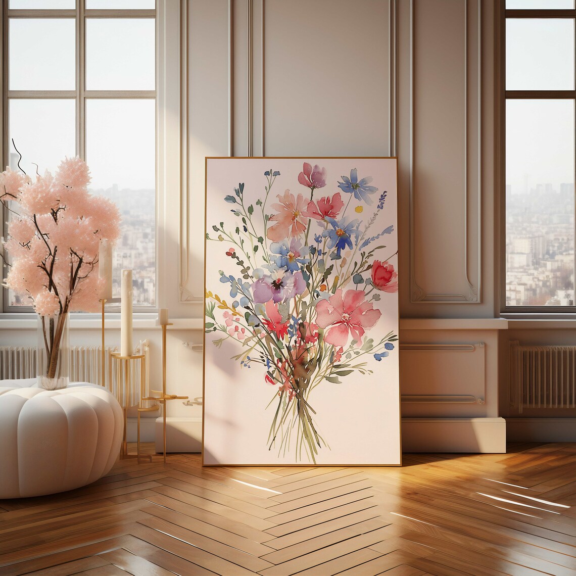 Wildflower Bouquet Colorful Watercolor Botanical Floral Poster - Image 4