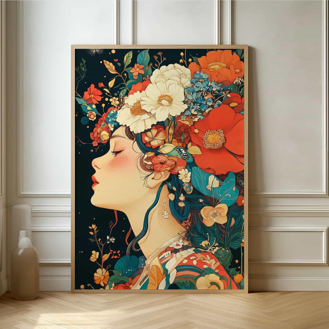 Boho Floral Beauty, Whimsical Illustrated Art Print