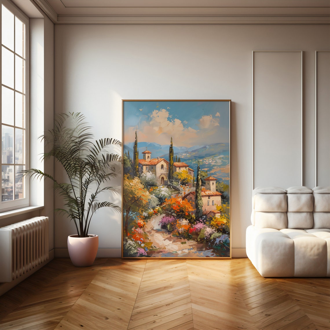 Charming Italian Village With Cypress Trees Tuscan Hills Poster - Image 3