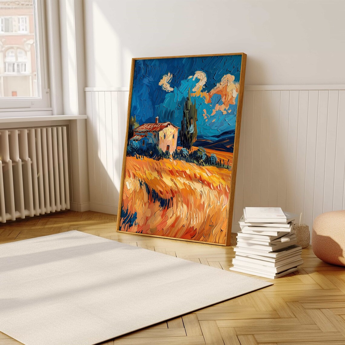 Golden Wheat Field Farmhouse Impasto Landscape Painting Art Poster - Image 5