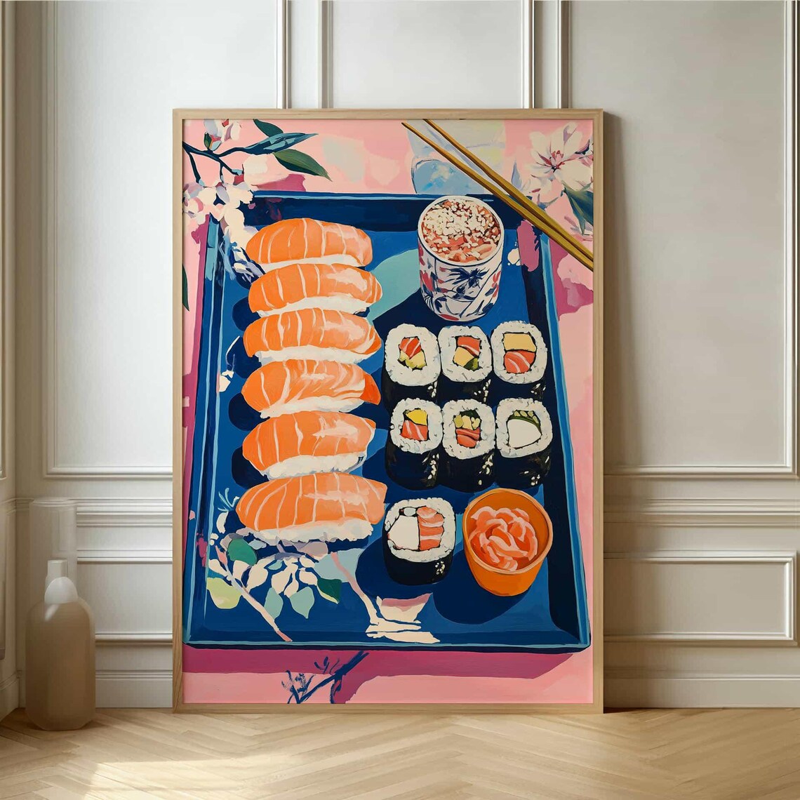 Colorful Sushi Platter Nigiri Maki Rolls Japanese Food Art Poster