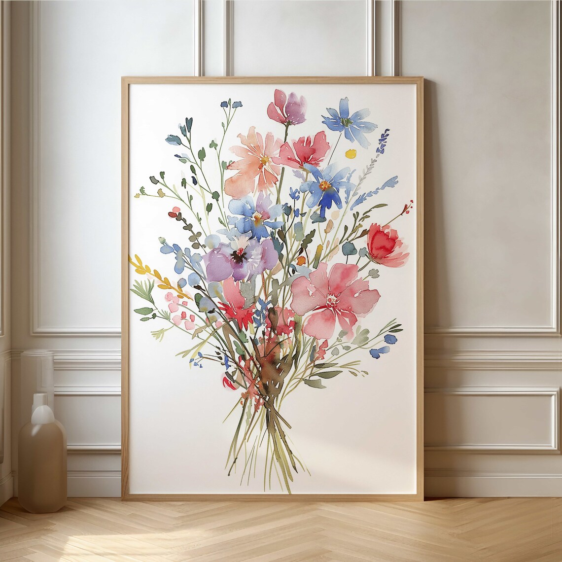 Wildflower Bouquet Colorful Watercolor Botanical Floral Poster
