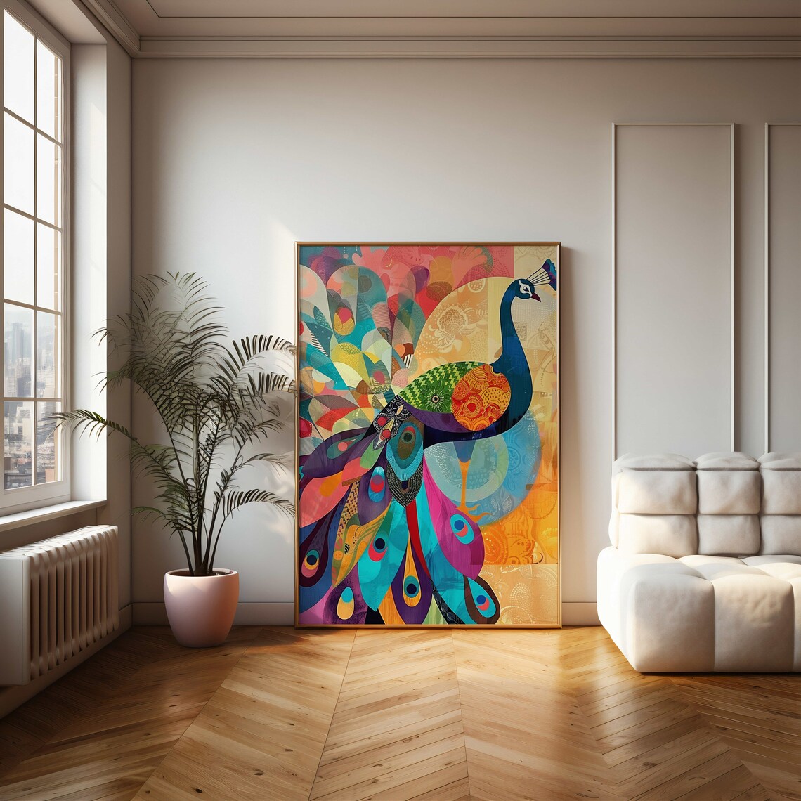 Peacock Abstract Art Print, Vibrant Home Decor - Image 2