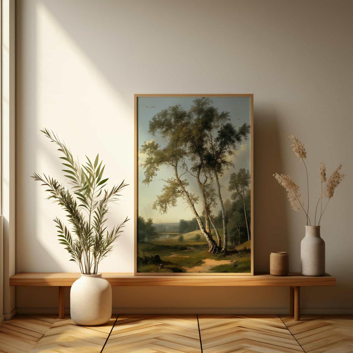 Birch Trees Summer Countryside Classic Oil Painting Scene Poster - Image 3