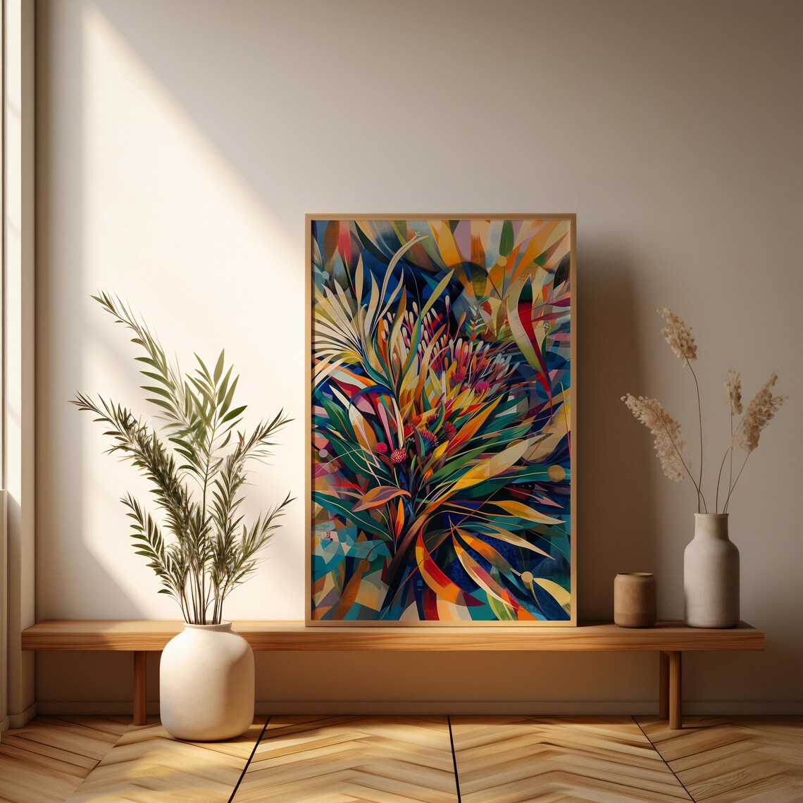 Abstract Tropical Leaves Cubist Geometric Botanical Color Art Print - Image 3