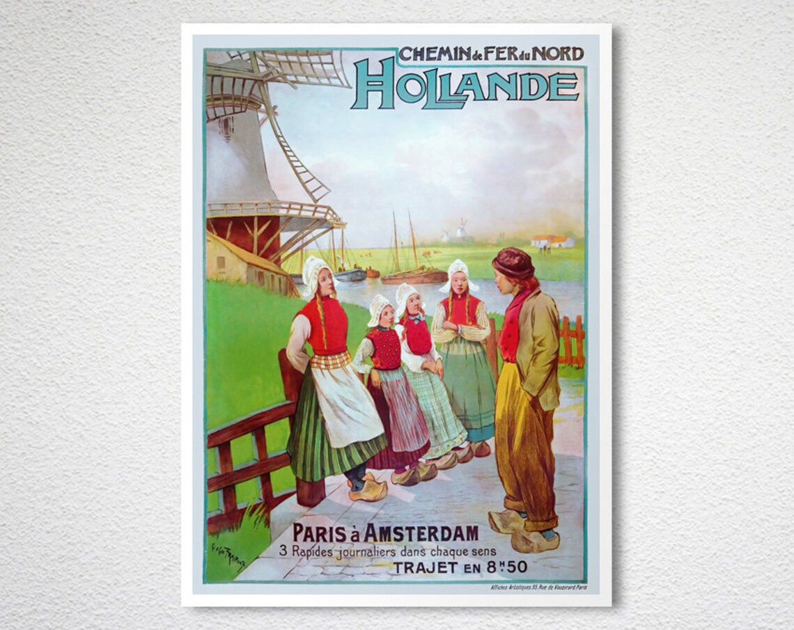 Hollande Windmill Dutch Folk Costumes Paris Amsterdam Poster - Image 2