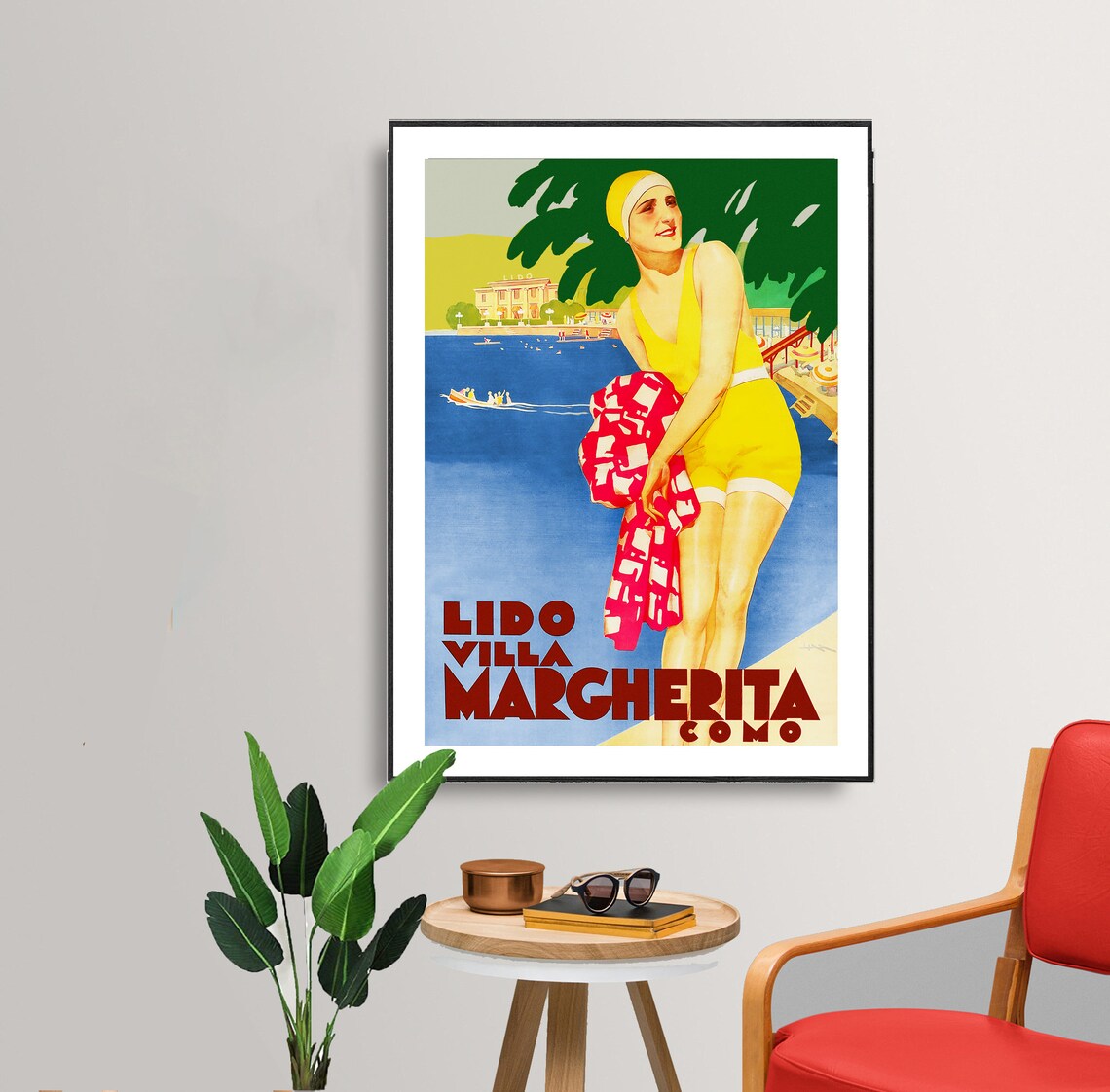 Lido Villa Margherita Como Italy Vintage Travel Poster - Image 2