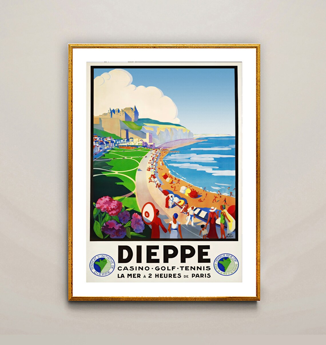 Dieppe Casino Golf Tennis Vintage French Seaside Holiday Poster - Image 2