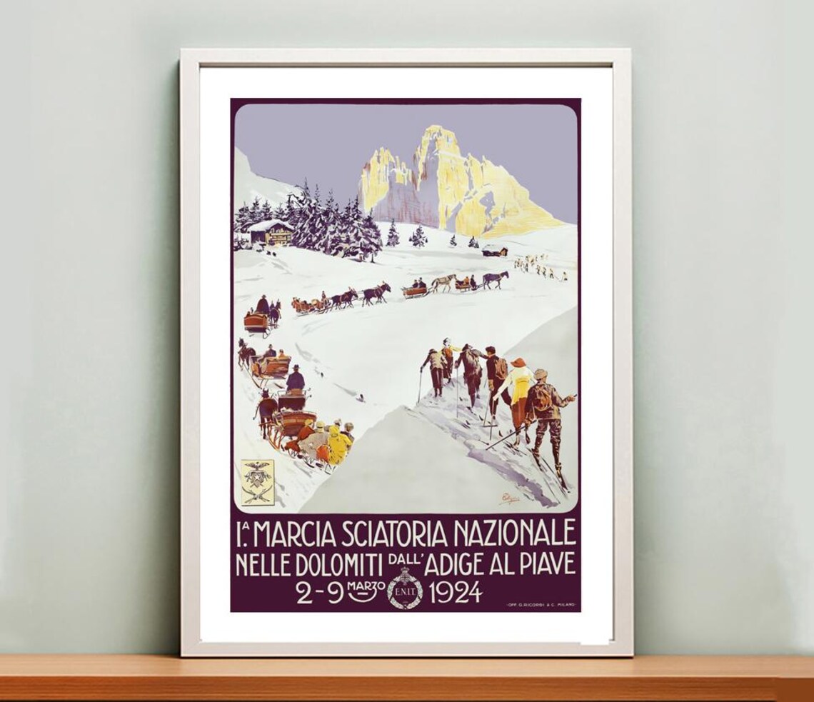 Marcia Sciatoria Nazionale Nelle Dolomiti Travel Poster