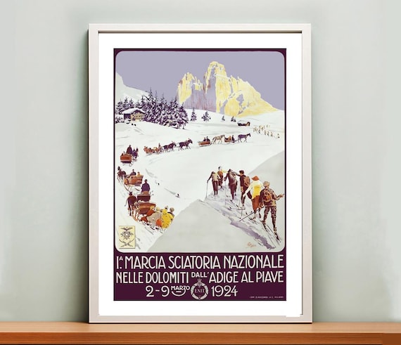 Marcia Sciatoria Nazionale Nelle Dolomiti Travel Poster
