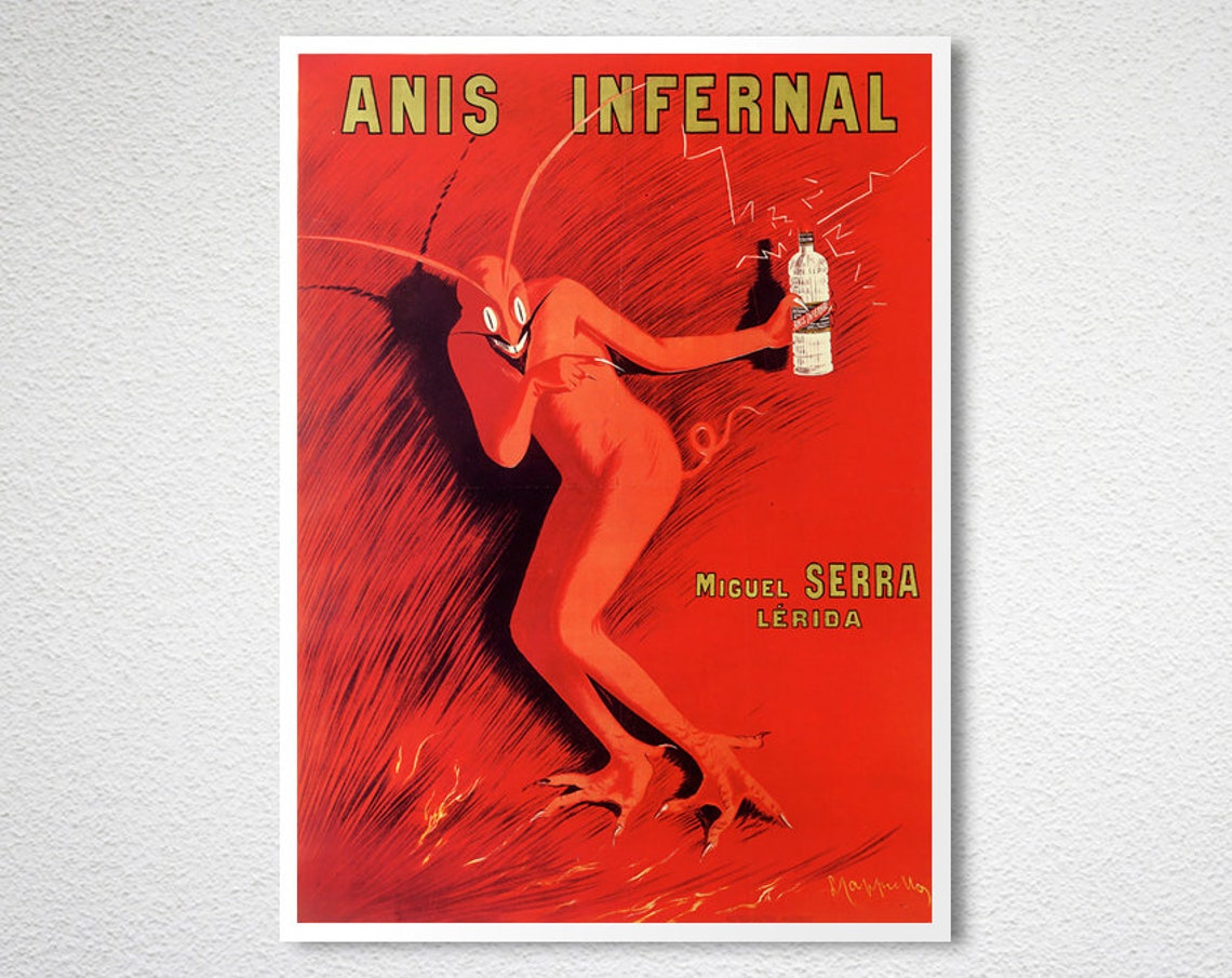 Anis Infernal Miguel Serra Lerida Red Devil Bottle Vintage Ad Poster - Image 2