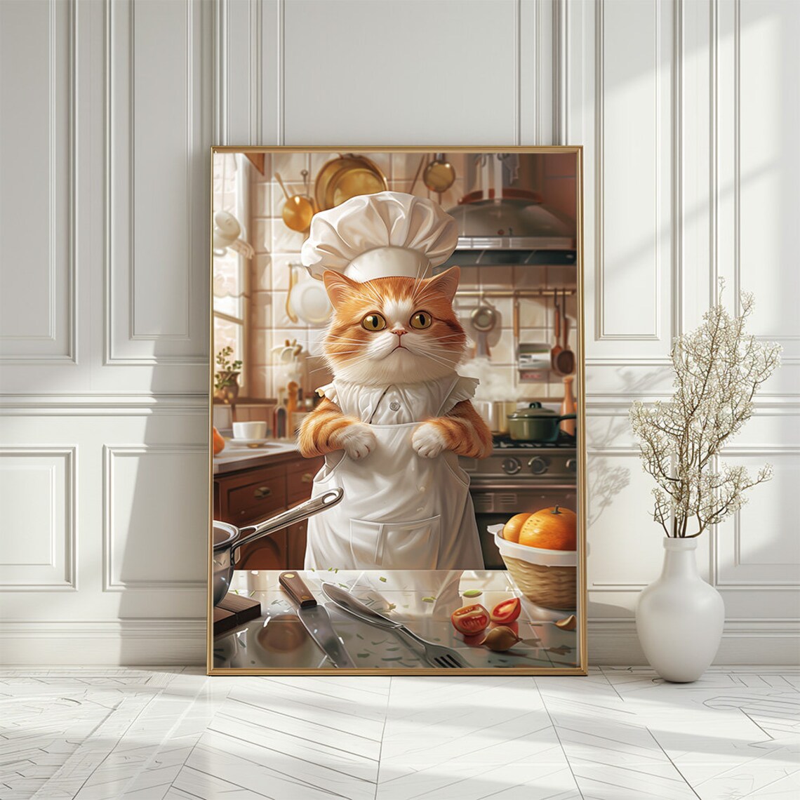 Chef Chubby Cat Cooking In Kitchen Poster - Image 3