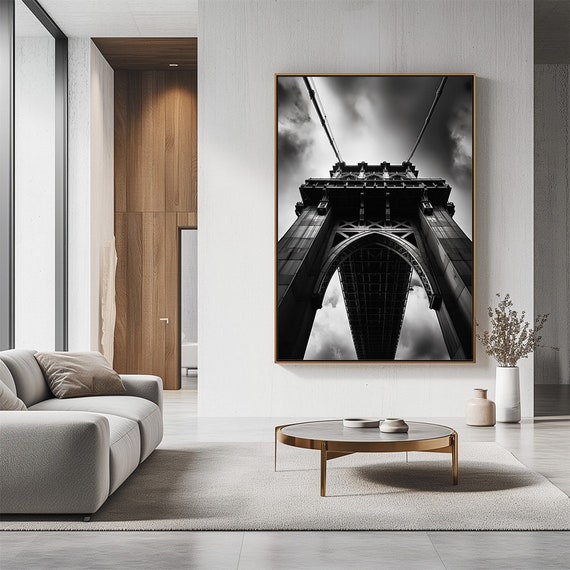 Black And White Bridge Poster Unique Home Decor For Modern Home Architectural Photorealistic City Painting Wall Print