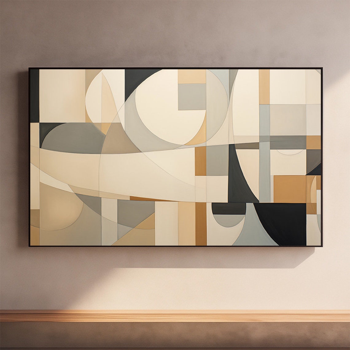Neutral Geometric Circles Abstract Modern Minimalist Art Poster
