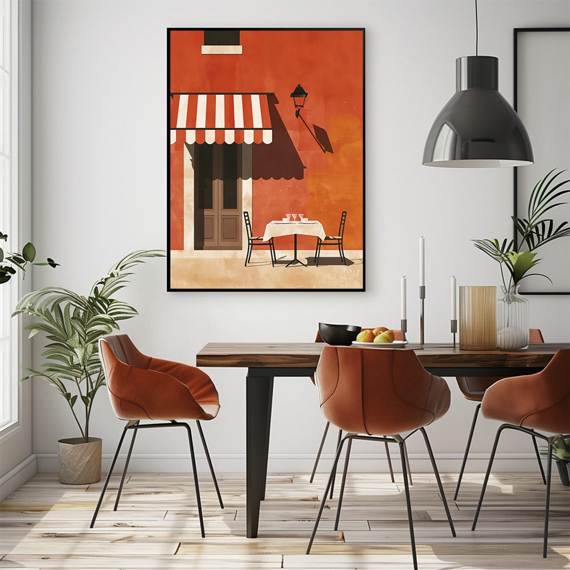 Minimalist Orange Street Cafe Awning Modern Home Decor Wall Art - Image 3