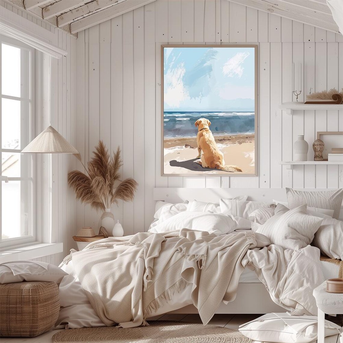 Labrador Dog at Beach Coastal Poster Print - Image 2