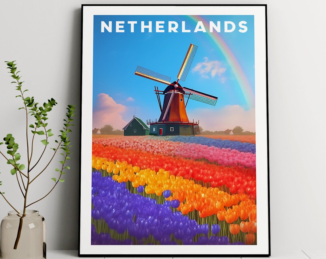 Amsterdam Windmill Art Print, Holland Landscape
