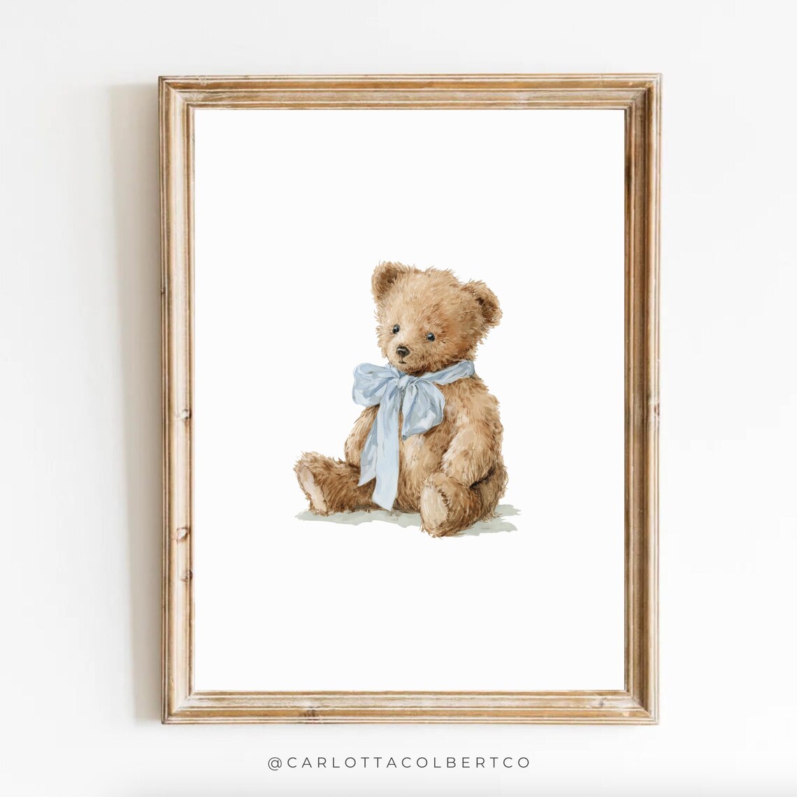 Blue Boy Nursery Bear Teddy Art Poster Vintage Decor Baby Classic Room Prints