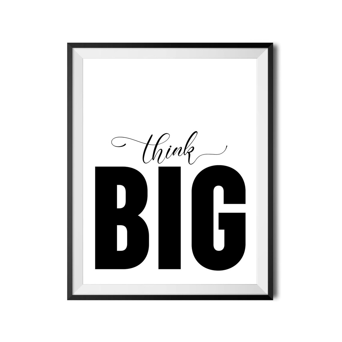 Think Big Minimalist Motivational Typography Office Wall Poster - Image 3