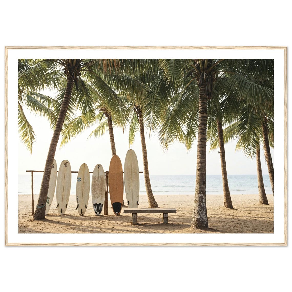 Surfboards Under Palm Trees On A Tropical Beach Coastal Photo Poster