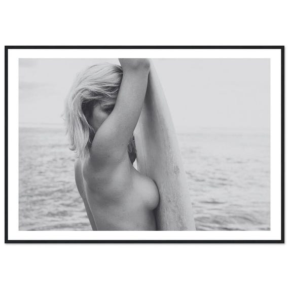 Surf Girl With Surfboard, Coastal Beach Art Print