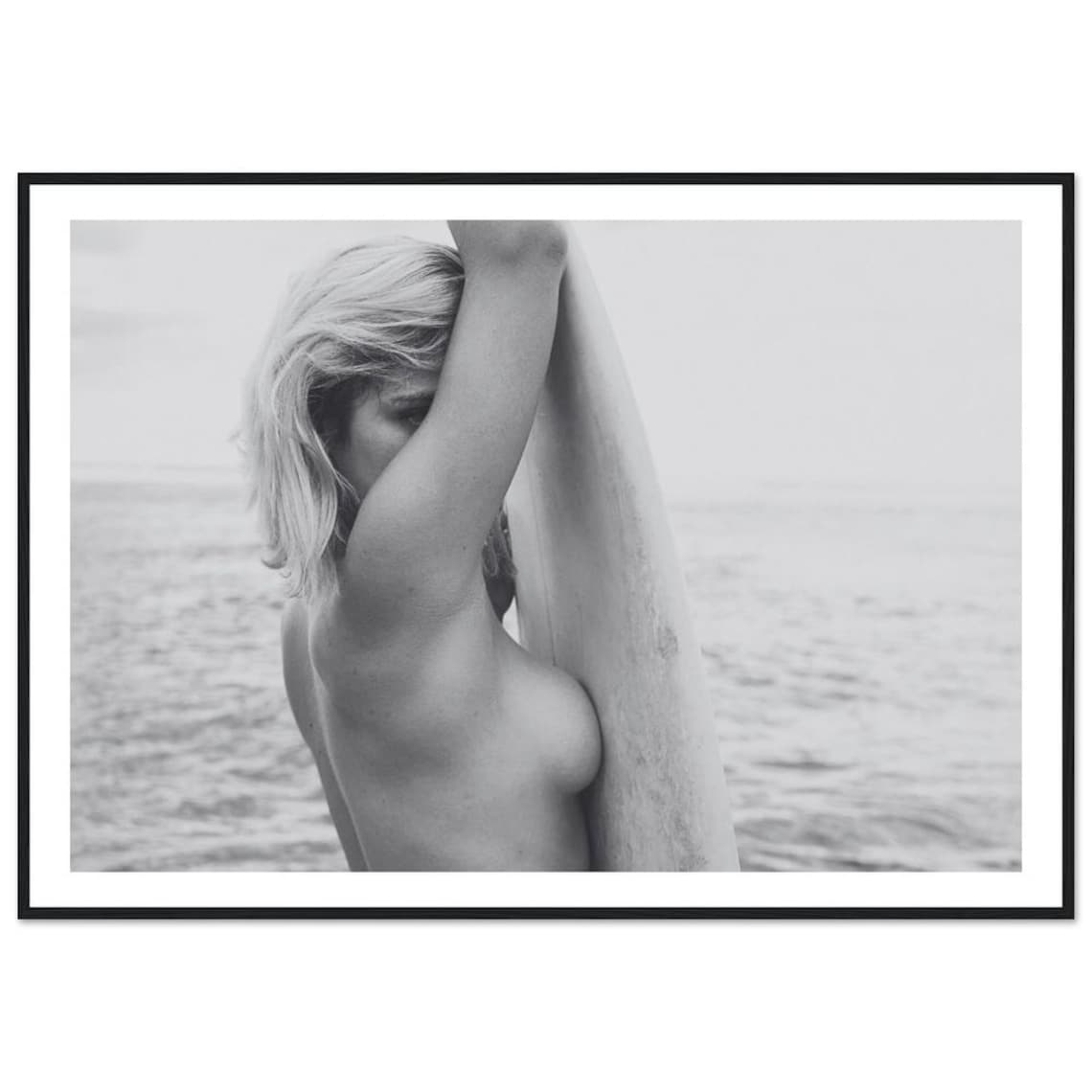 Surf Girl With Surfboard, Coastal Beach Art Print