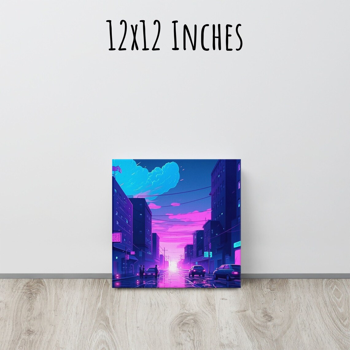 Neon Cyberpunk City Street Rain Night Lights Lofi Aesthetic Wall Art - Image 2
