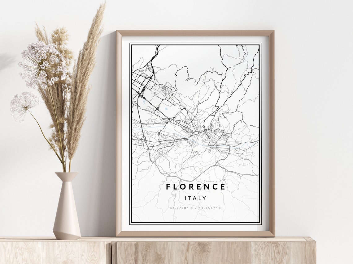 Florence City Map Print Poster Wall Art Geographic