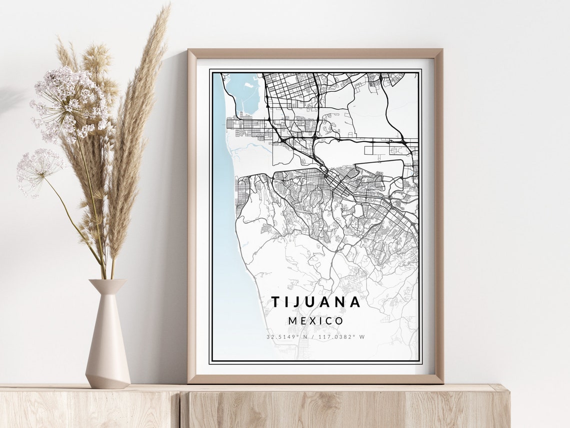 Tijuana City Map Print Poster Wall Art Geographic