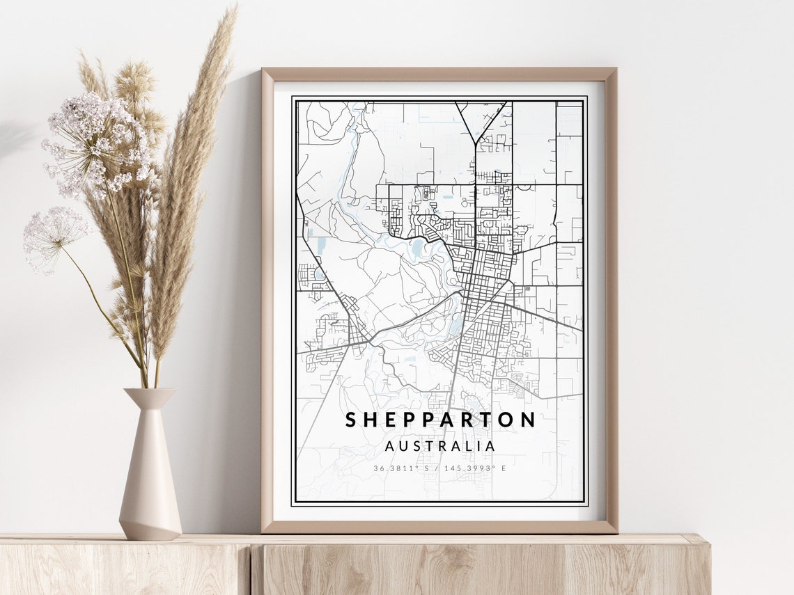 Shepparton Victoria Australia Minimalist City Street Map Art Poster