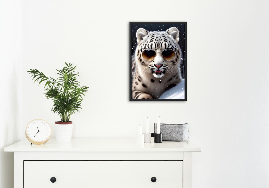 Baby Snow Leopard Sunglasses Big Cat Bundle Eight Artwork Poster - Image 4