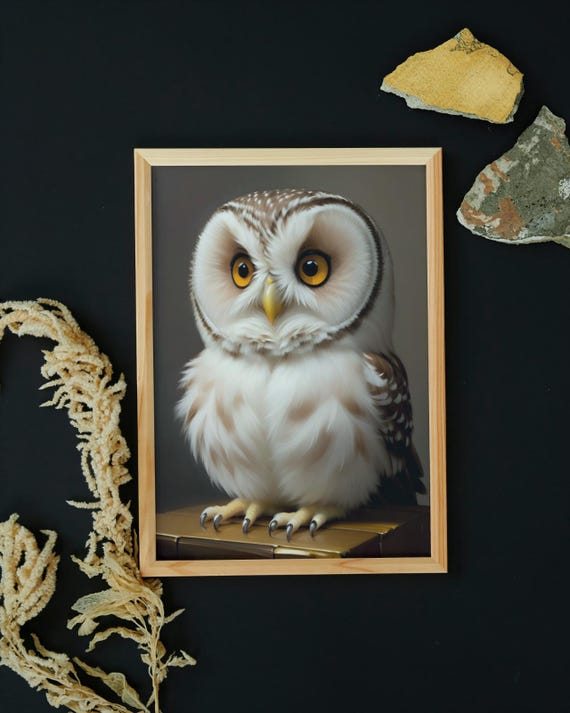 Baby Owl Wall Art Home Decor Cute Animal Painting Living Room Art