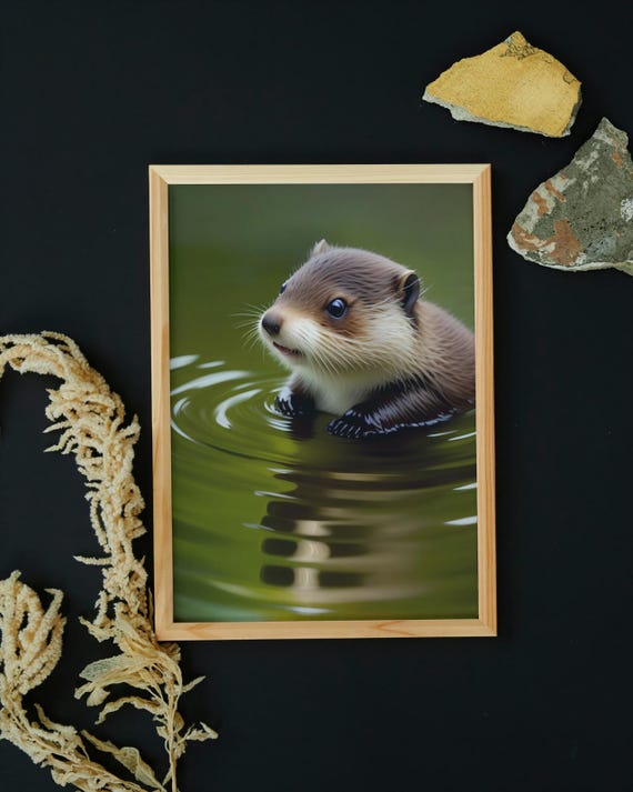 Baby Beaver Wall Art Home Decor Cute Animal Painting Living Room Art