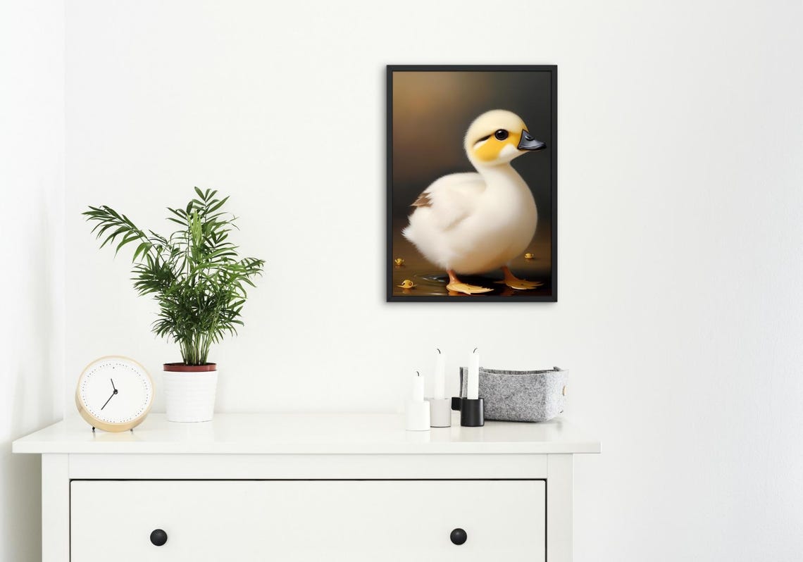 Adorable Fluffy Baby Duckling Yellow Face Standing Gentle Water Poster - Image 4