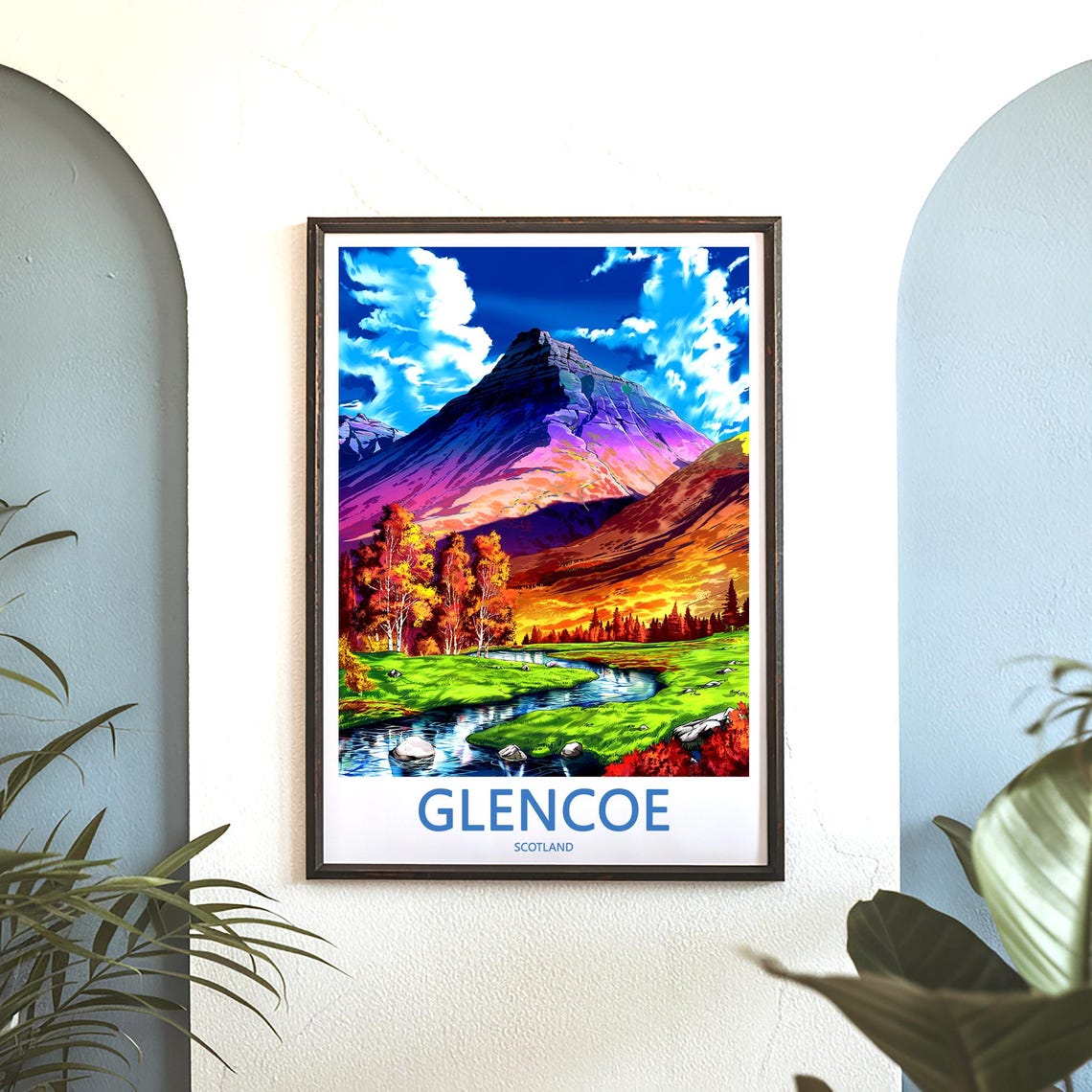 Glencoe Scotland Purple Peak Autumn Stream Valley View Poster - Image 3