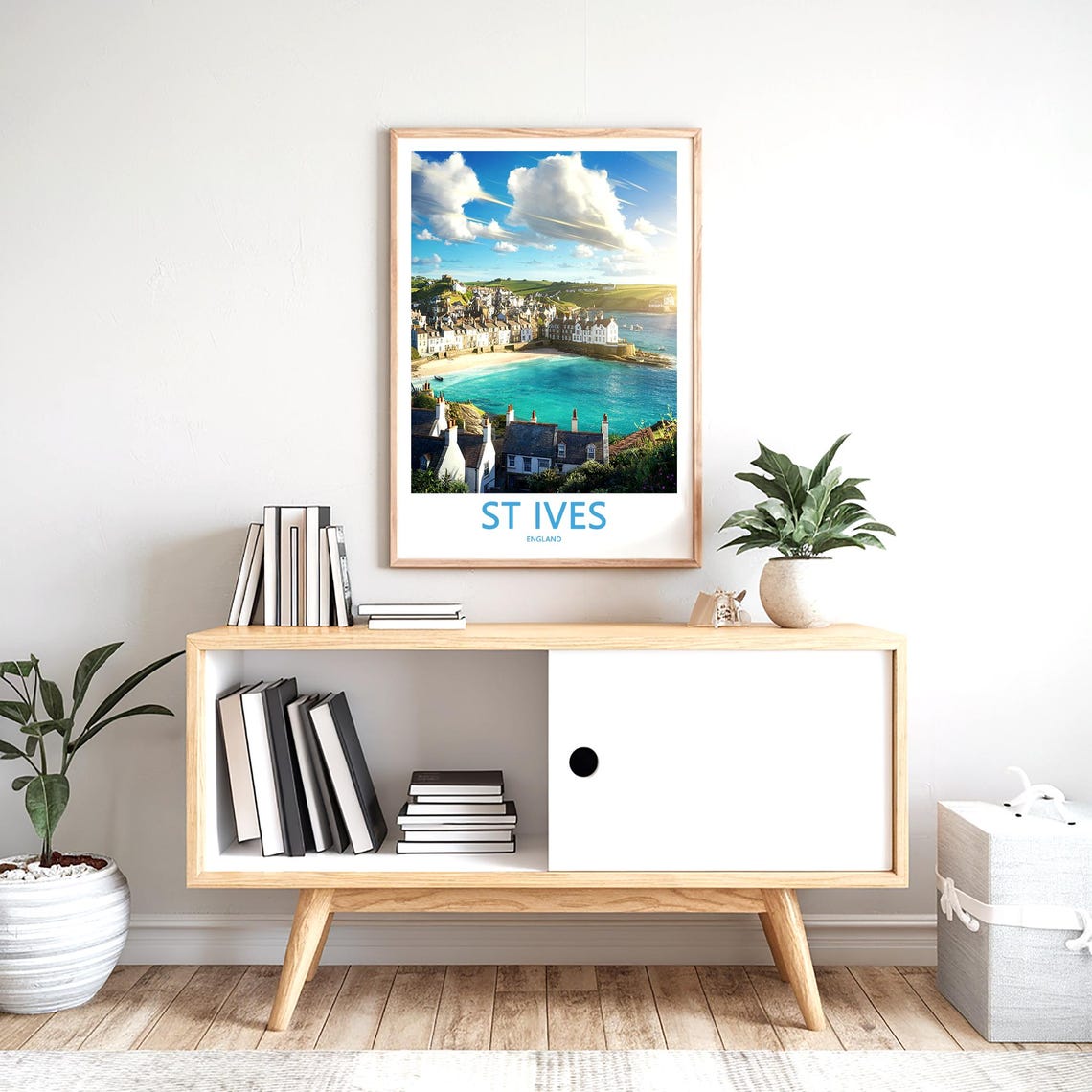 St Ives England Turquoise Harbor Town Panorama Daytime Poster - Image 2