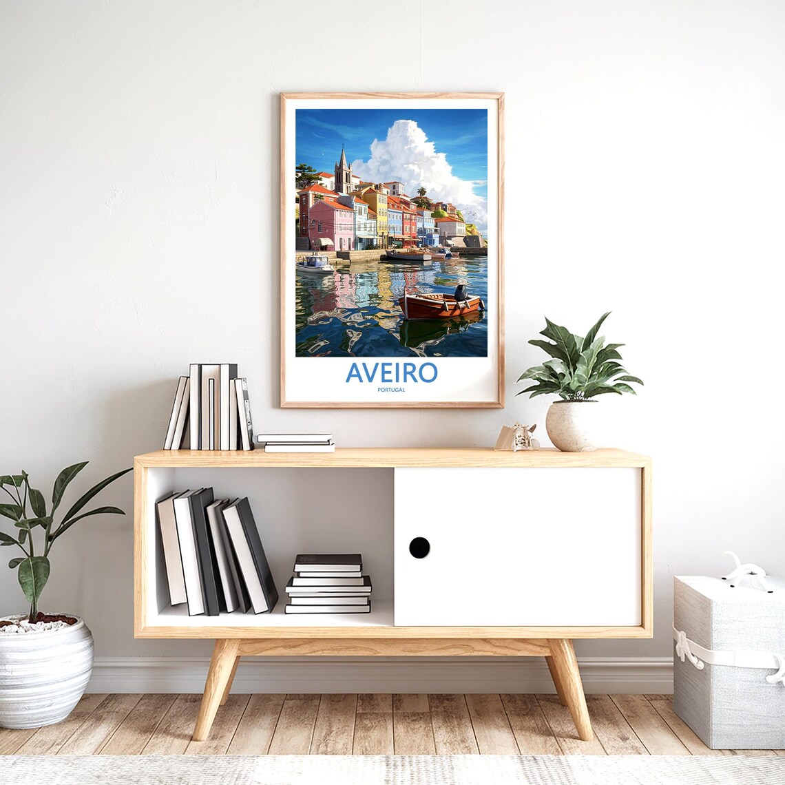 Aveiro Waterfront Boats and Colorful Buildings Travel Poster - Image 2