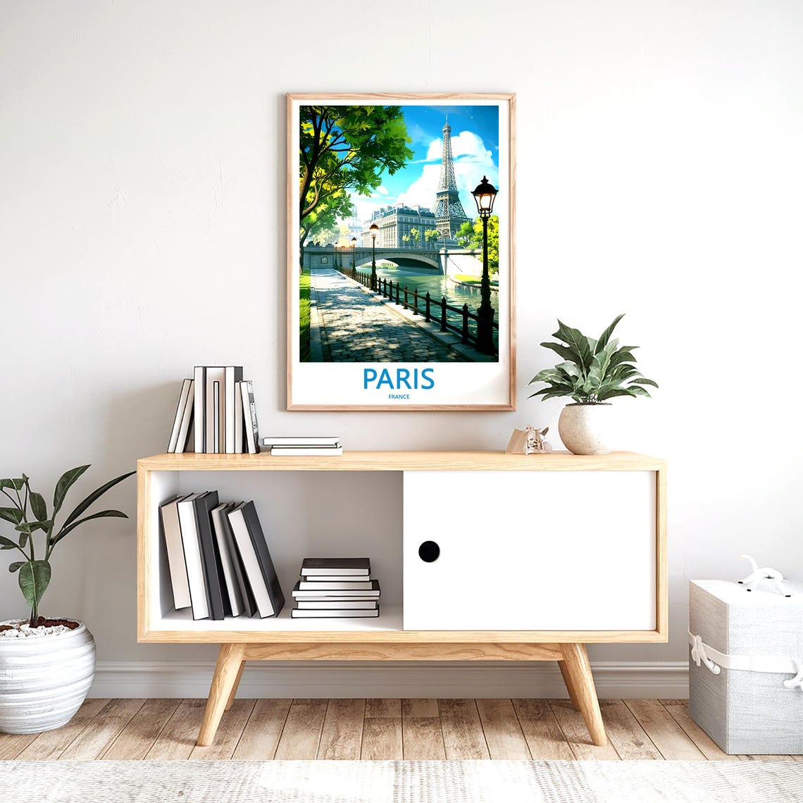 Eiffel Tower Beyond Leafy Seine Quay and Lamp Posts Daytime Poster - Image 2
