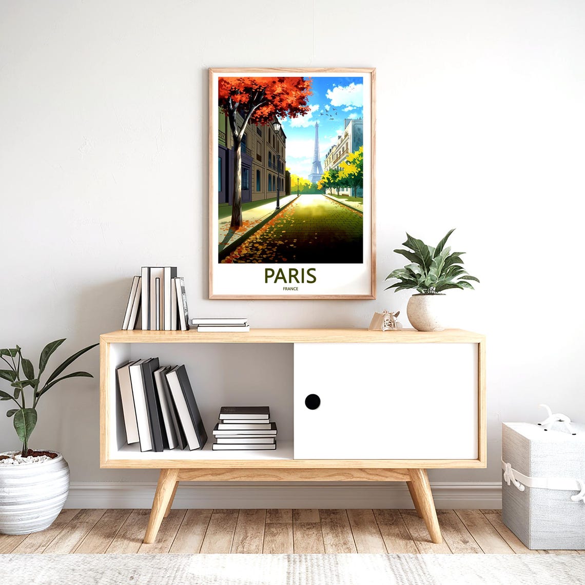 Eiffel Tower at the End of a Leaf-Strewn Autumn Street Poster - Image 2