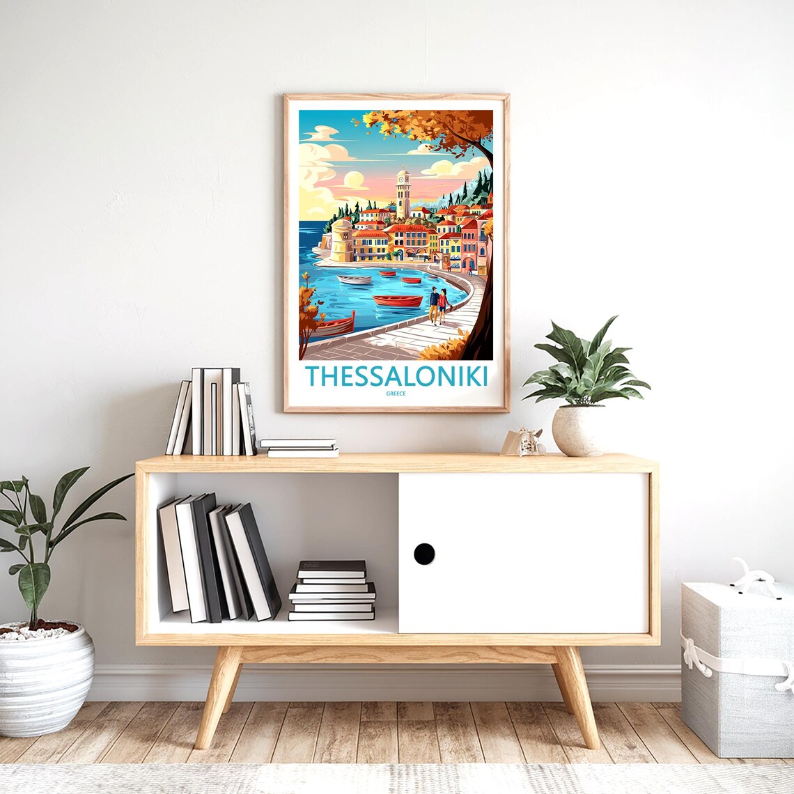Thessaloniki Greece Waterfront Promenade and Boats Travel Poster - Image 2