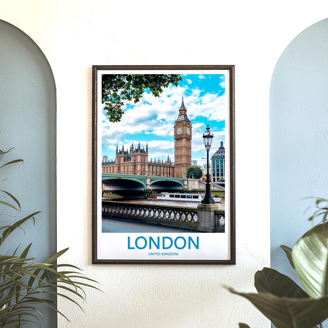 Big Ben and Westminster Bridge Sunny Embankment Photo Poster - Image 3